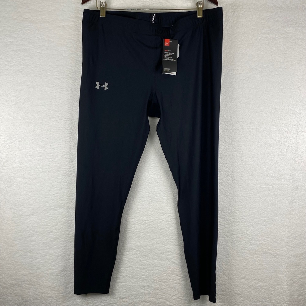 Under Armour HeatGear Compression Running Leggings Mens 3XL Black Ankle Zip NEW